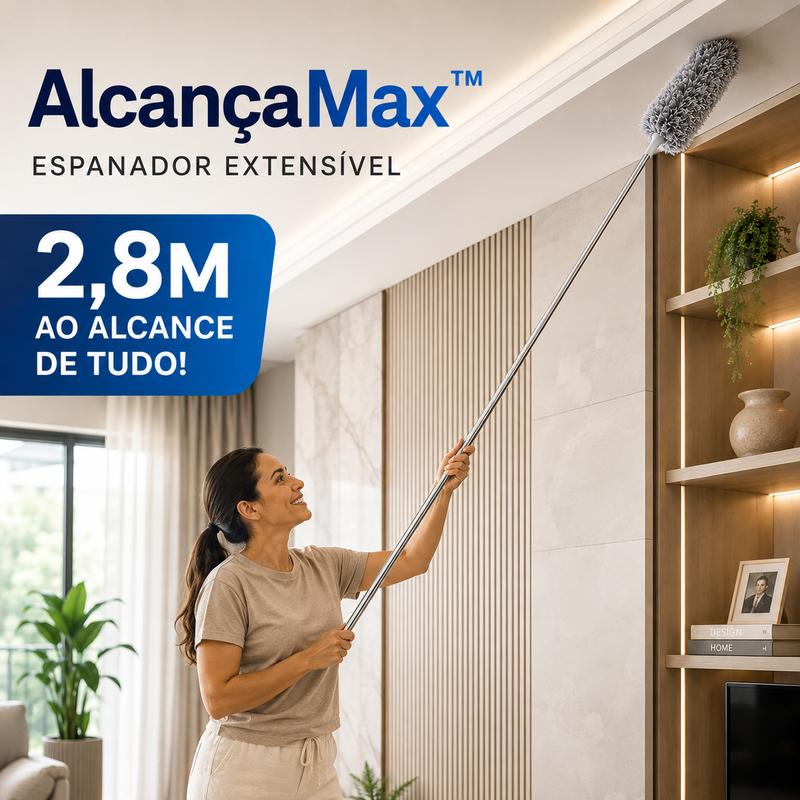 AlcançaMax™ - Espanador Extensível de 2,8M para Limpeza em Altura