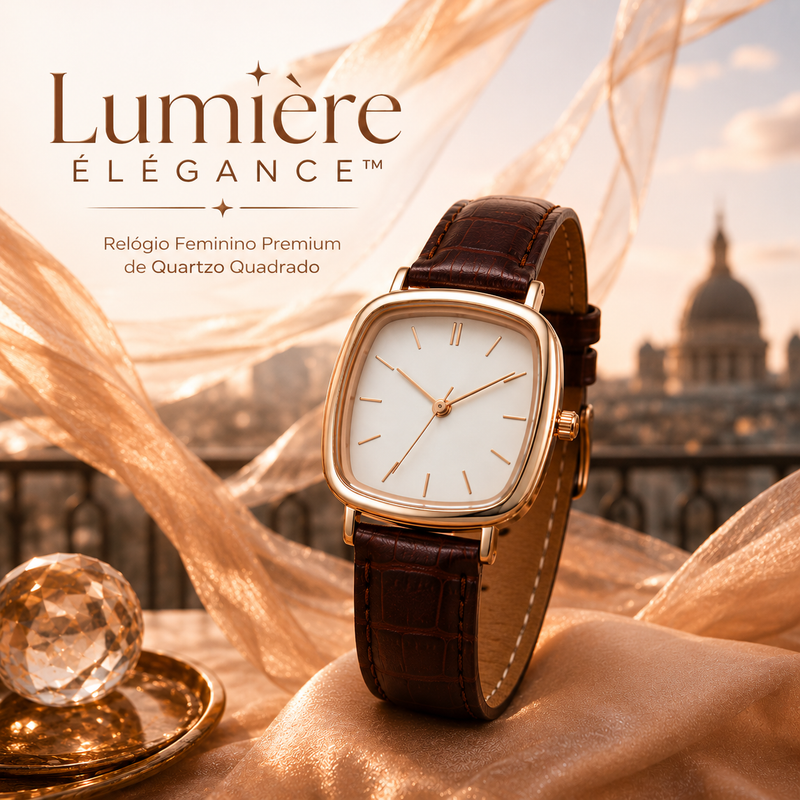 Lumière Élégance™ | Relógio Feminino Premium de Quartzo Quadrado