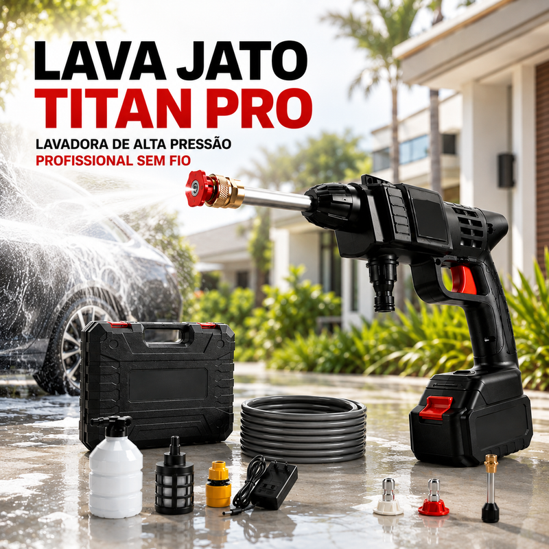 Kit Lavadora de Alta Pressão Sem Fio Titan Pro™ – (Maleta + Mangueira de 5m GRÁTIS)