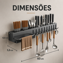 Organizador de Cozinha em Aço Inox - Fixação Adesiva sem Perfuração na Parede