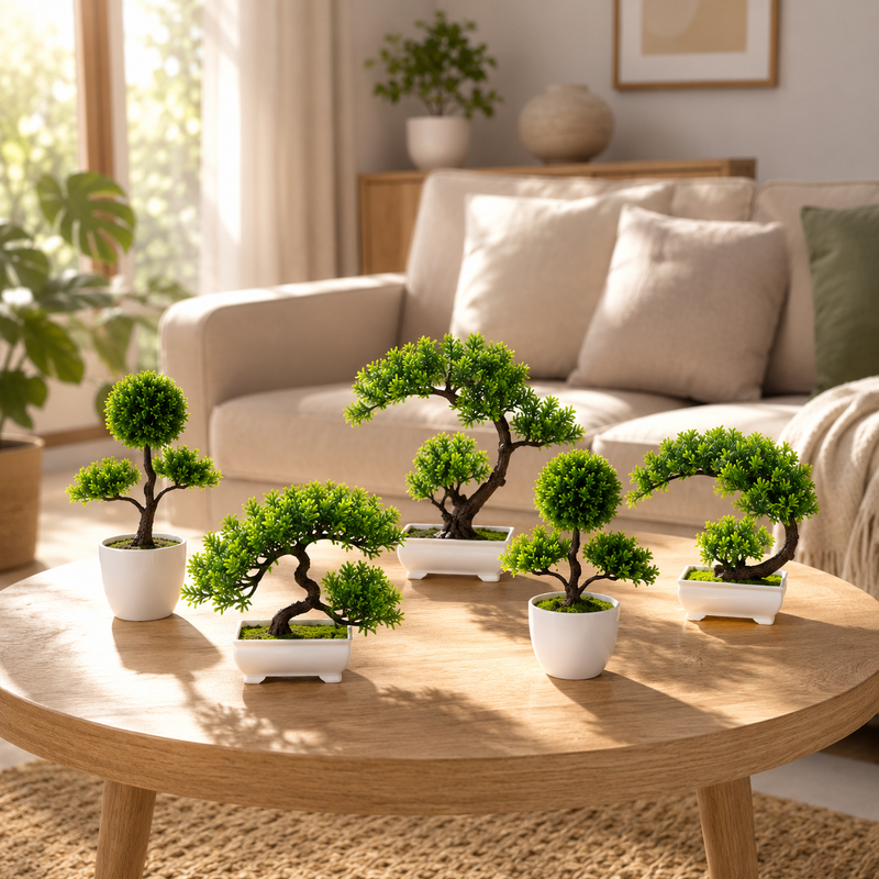 Kit 5 Bonsais Zen - Prosperidade e Boas Energias Para Sua Casa