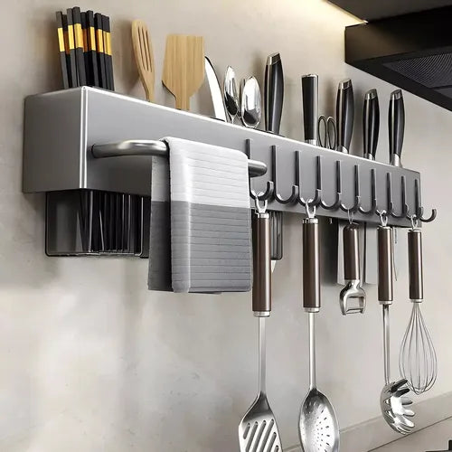 Organizador de Cozinha em Aço Inox - Fixação Adesiva sem Perfuração na Parede