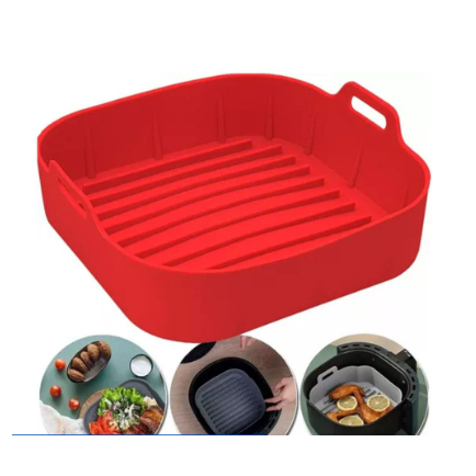 1/2/3 Forma De Silicone Air fryer Antiaderente Cesto Silicone Fritadeira Elétrica Quadrado