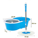 Kit Mop Giratório com Inox Balde Azul | Limpeza e Espremedor Automático com Refil Incluso