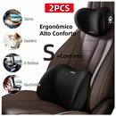Almofada Cabeça e Lombar para Carro – Conjunto Veicular, Apoio Banco Espuma de Memória