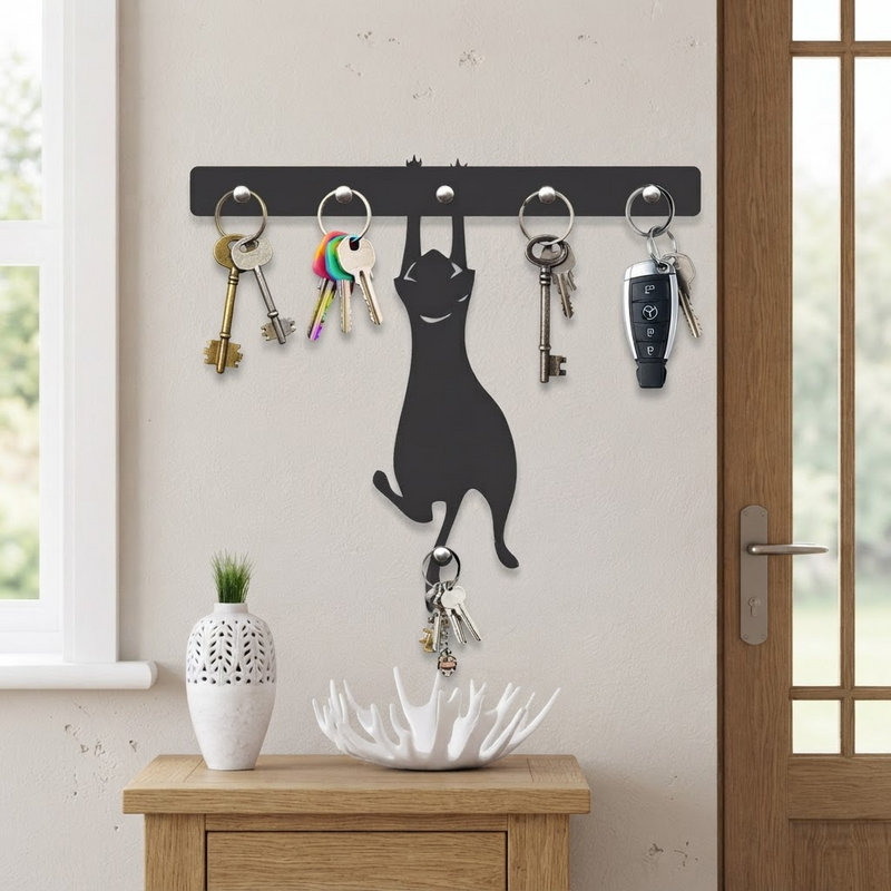 Porta Chaves Gatinho Pendurado - Decoração em MDF
