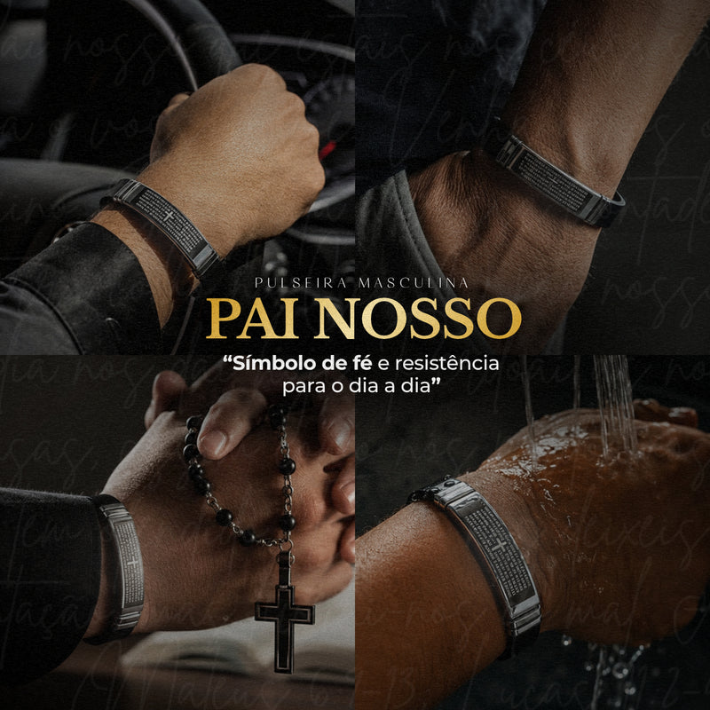 Pulseira Masculina Pai Nosso Ajustável