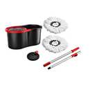 Kit Mop Giratório com Inox Balde Azul | Limpeza e Espremedor Automático com Refil Incluso