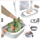 Tábua com Bacia Retrátil Silicone Escorredor Cozinha Multifuncional Tábua de Corte 3 em 1