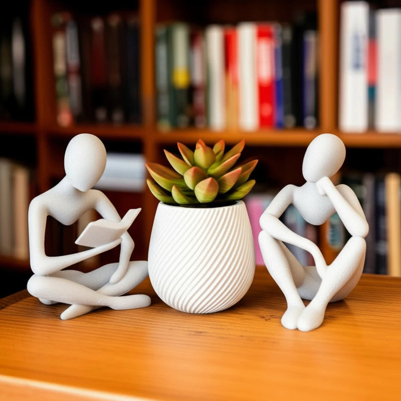 Kit Decorativo Trio Elegance - Leitor, Pensador e Vaso Espiral