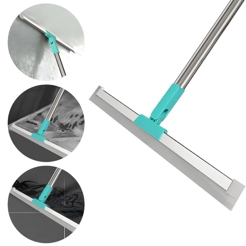 Rodo de Silicone Cabo Para Limpeza de Piso Vidros Com Gancho Secos e Molhados Uso Duplo Vassoura Mágica